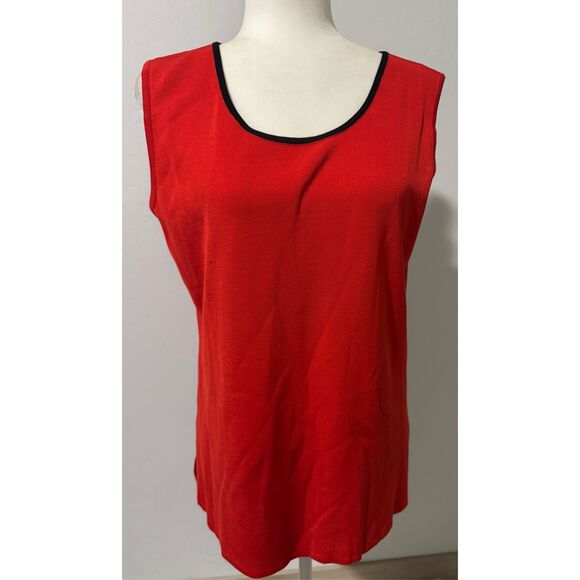 Misook poppy Red sweater and tank top sheer textured V neck cardigan M - Picture 3 of 12